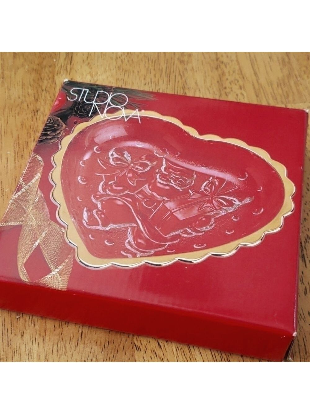 Santa and Bows Sweets Dish Holiday Candy Dish Santa Claus Christmas Decor